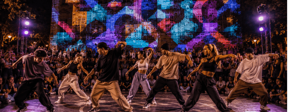 Mapping + batalla de baile + DJ session